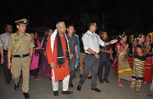 Traditional reception accorded to the Governor of Arunachal Pradesh Shri P.B. Acharya and States First Lady Smt Kavita Acharya at Tezu on the 5th August 2017. 